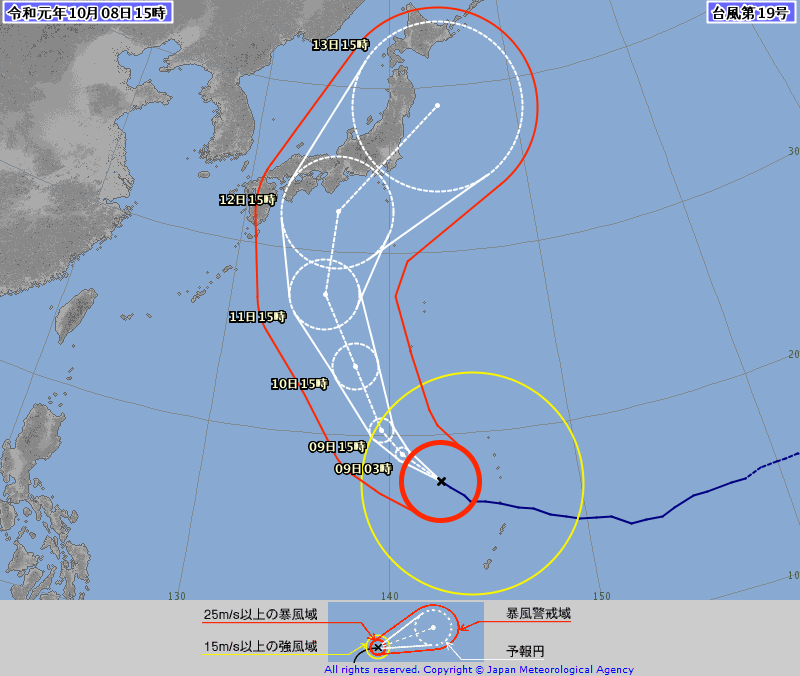 台風１９号接近中